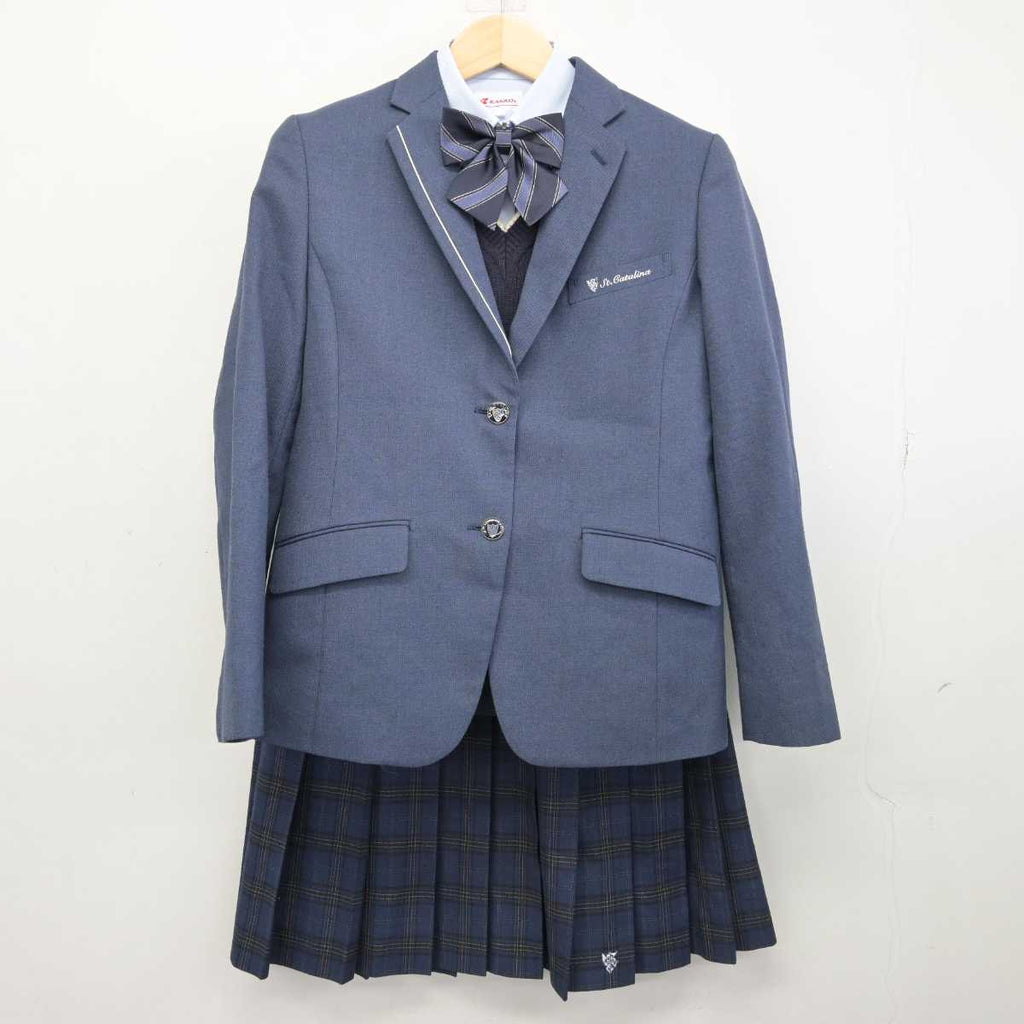 【中古】愛媛県 聖カタリナ学園高等学校 女子制服 5点 (ブレザー・シャツ・ニットベスト・スカート) sf052525