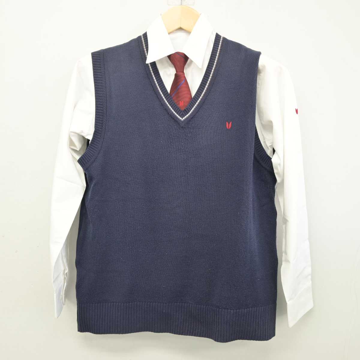 【中古】神奈川県 英理女子学院高等学校 女子制服 4点 (シャツ・ニットベスト) sf052549