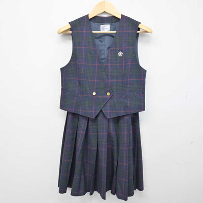 【中古】福岡県 筑紫中央高等学校 女子制服 4点 (ブレザー・ベスト・スカート) sf052564