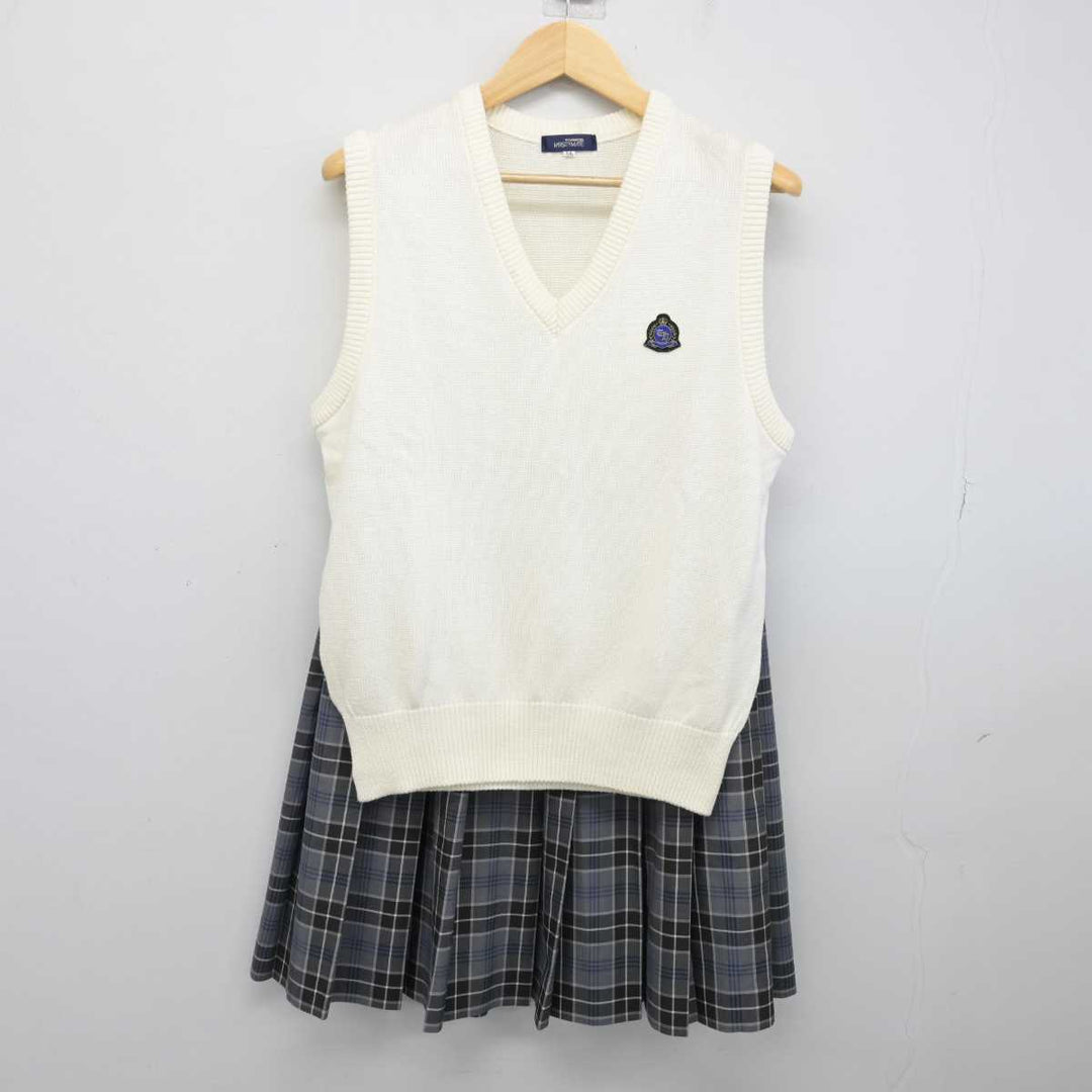 中古】東京都 橘高等学校 女子制服 2点 (ニットベスト・スカート