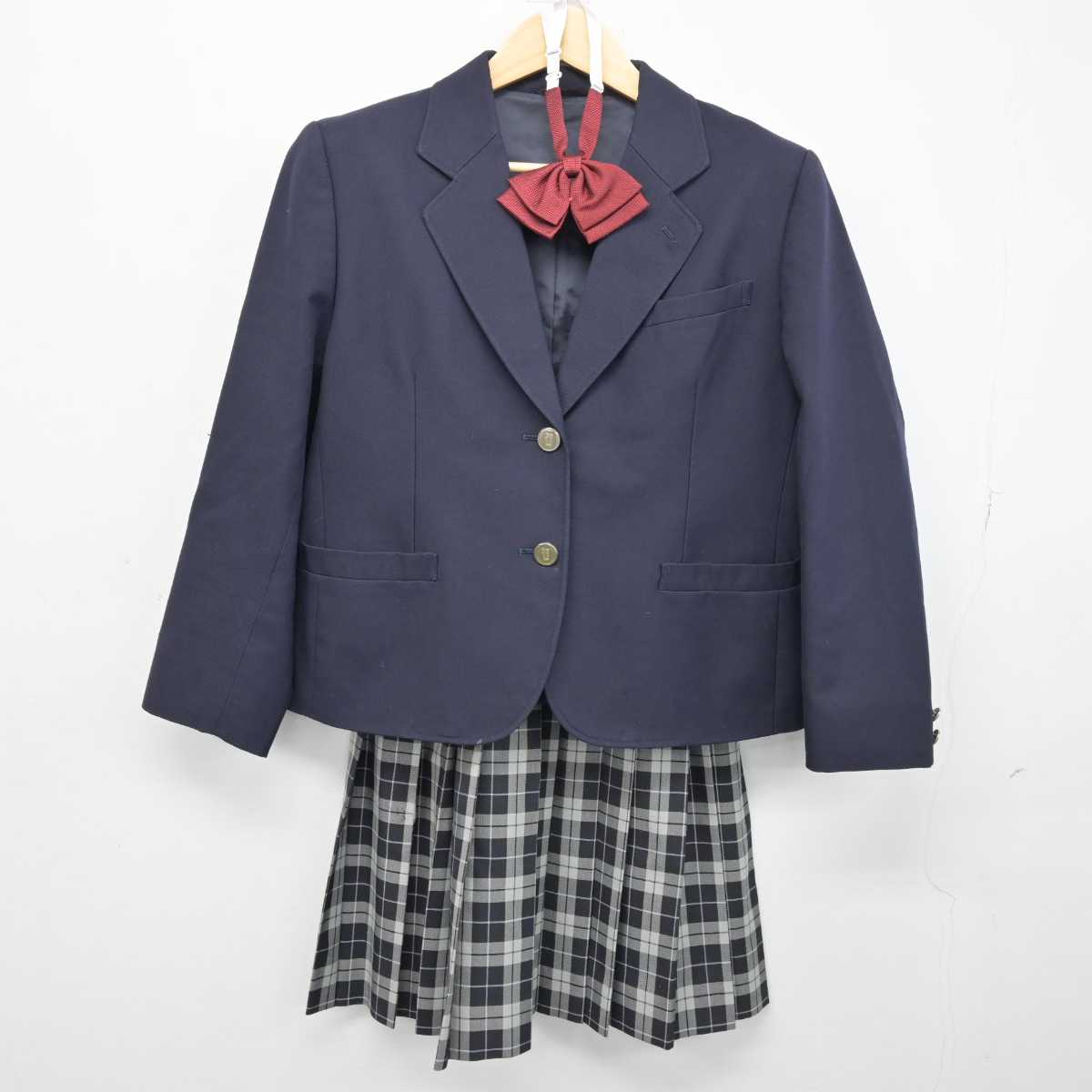 【中古】福島県 梁川高等学校 女子制服 3点 (ブレザー・スカート) sf052649