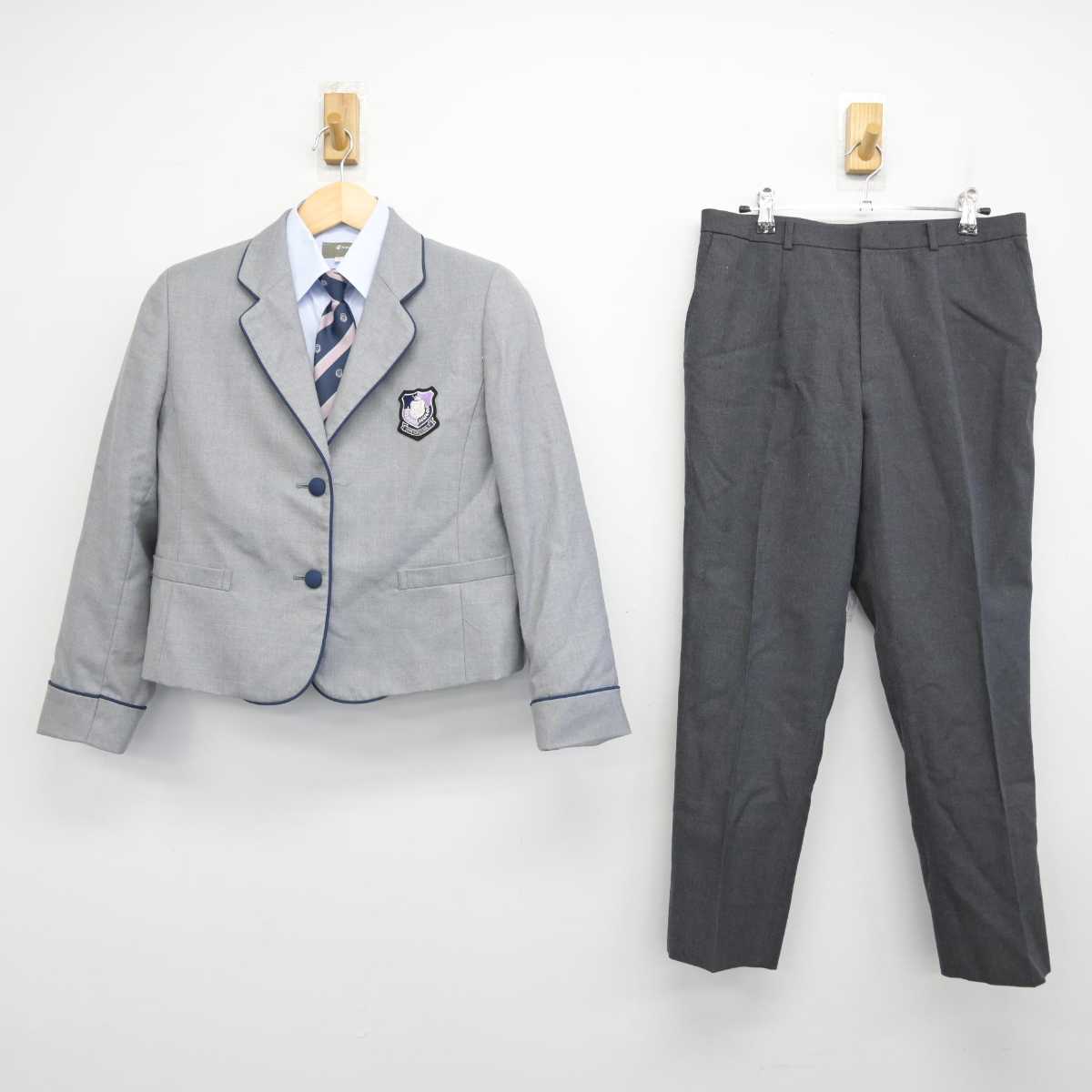 【中古】広島県 進徳女子高等学校 女子制服 4点 (ブレザー・シャツ・ズボン) sf052683