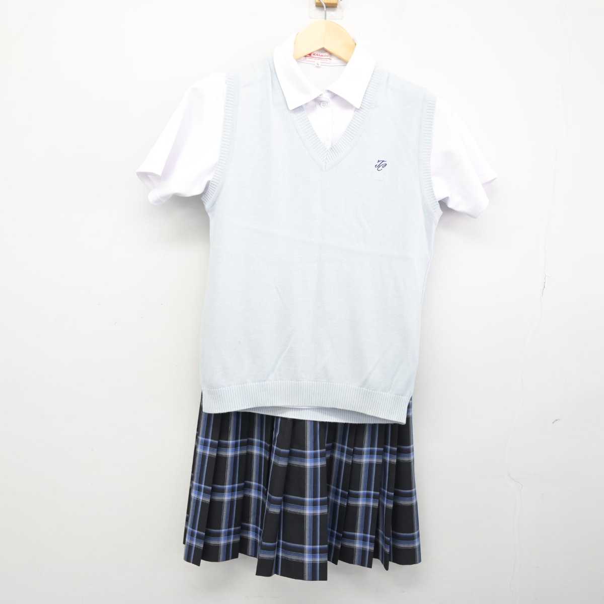 【中古】北海道 屯田中央中学校 女子制服 3点 (ニットベスト・シャツ・スカート) sf052696