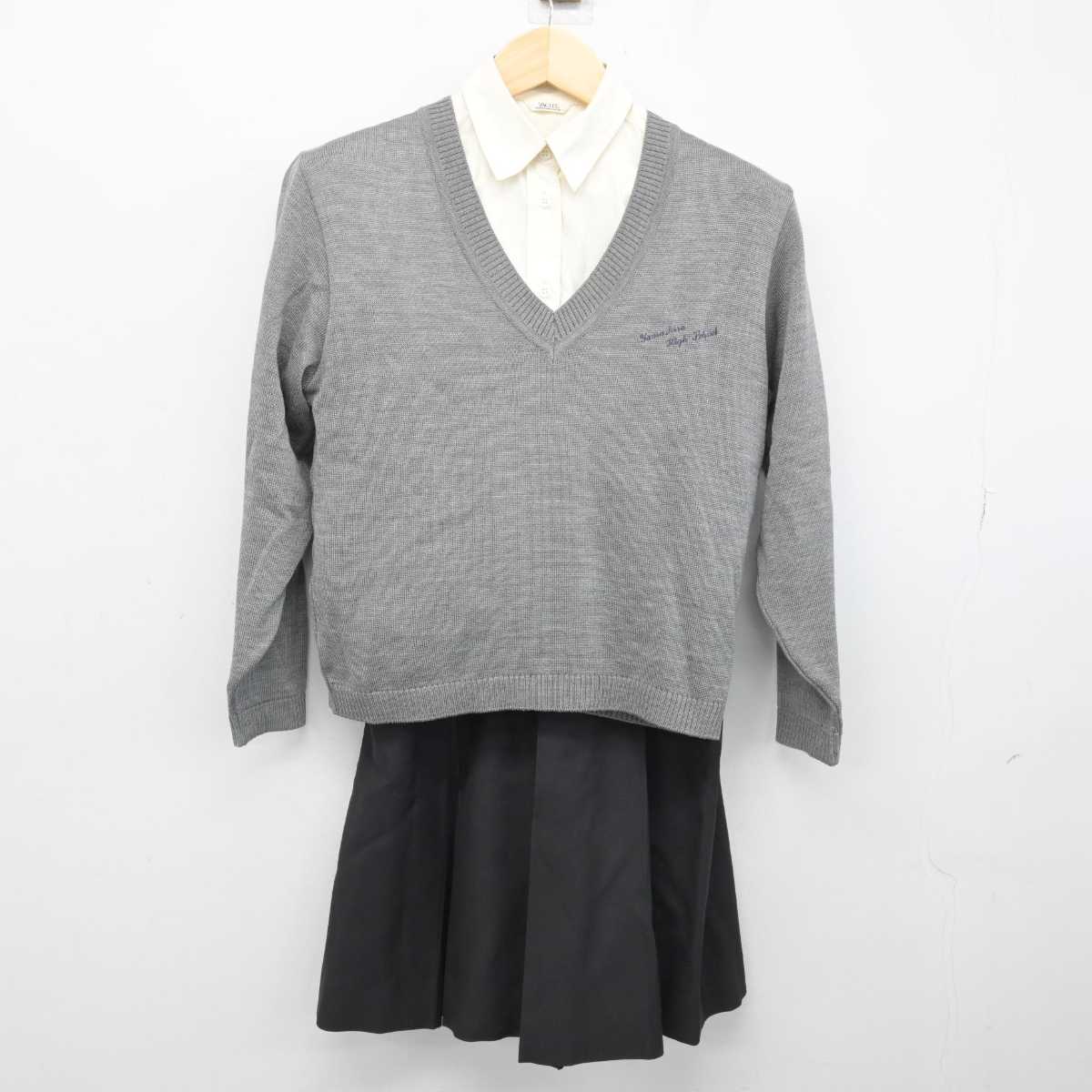 【中古】京都府 山城高等学校 女子制服 5点 (ブレザー・ニット・シャツ・スカート) sf052859