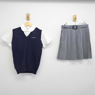 【中古】大阪府 大阪女学院高等学校 女子制服 3点 (ニットベスト・シャツ・スカート) sf052876