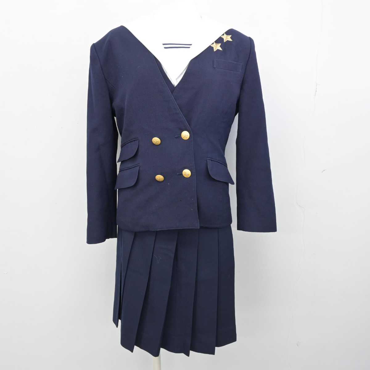 【中古】岡山県 就実高等学校 女子制服 4点 (ブレザー・ベスト・セーラー服・スカート) sf052890