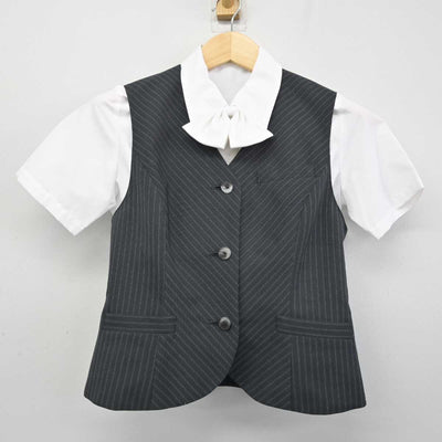 【中古】 事務服 女子制服 3点 (ブラウス・ベスト) sf052894