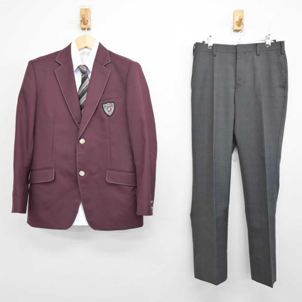 【中古】宮崎県 本庄高等学校 男子制服 4点 (ブレザー・シャツ・ズボン) sf052900