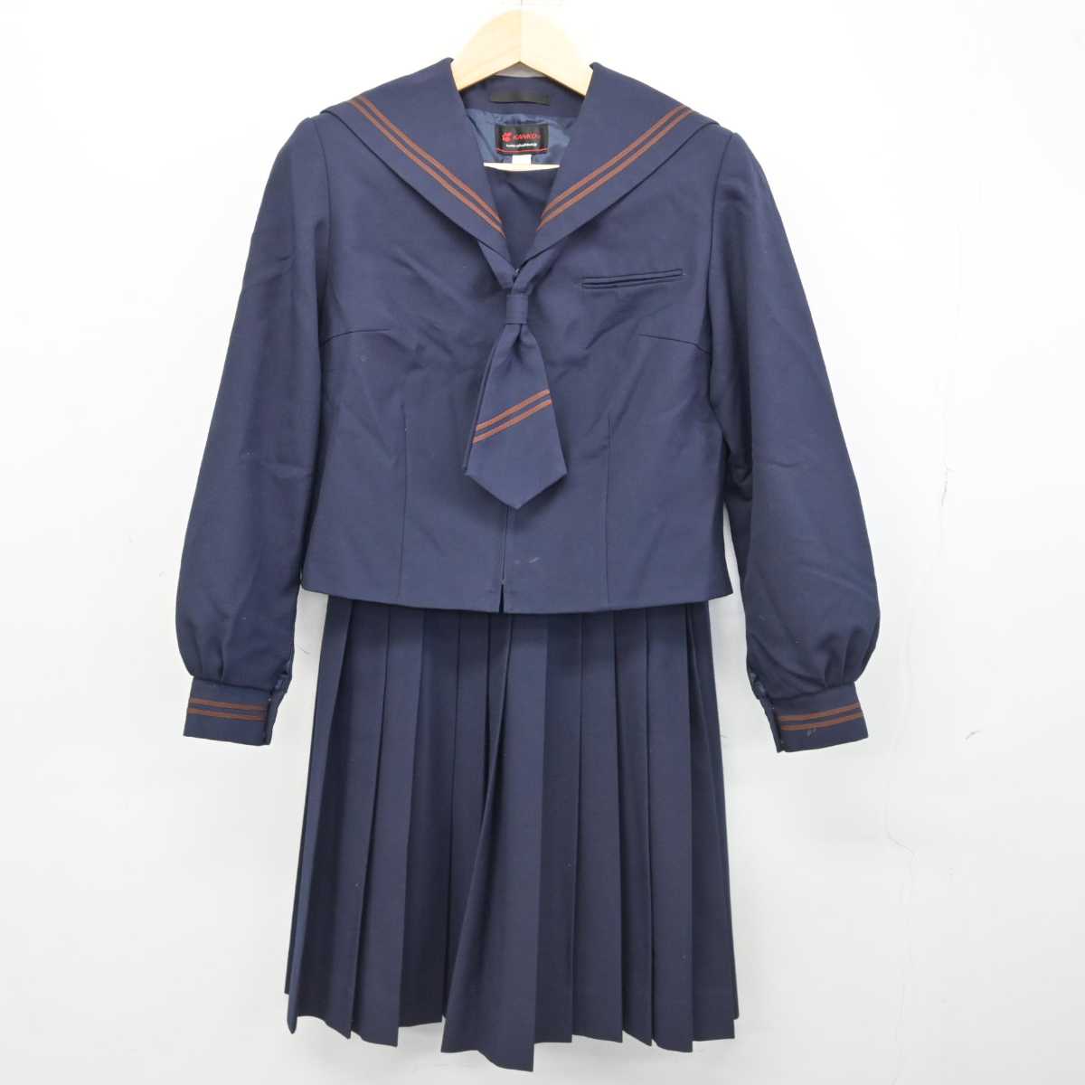 【中古】千葉県 河原塚中学校 女子制服 3点 (セーラー服・スカート) sf052938