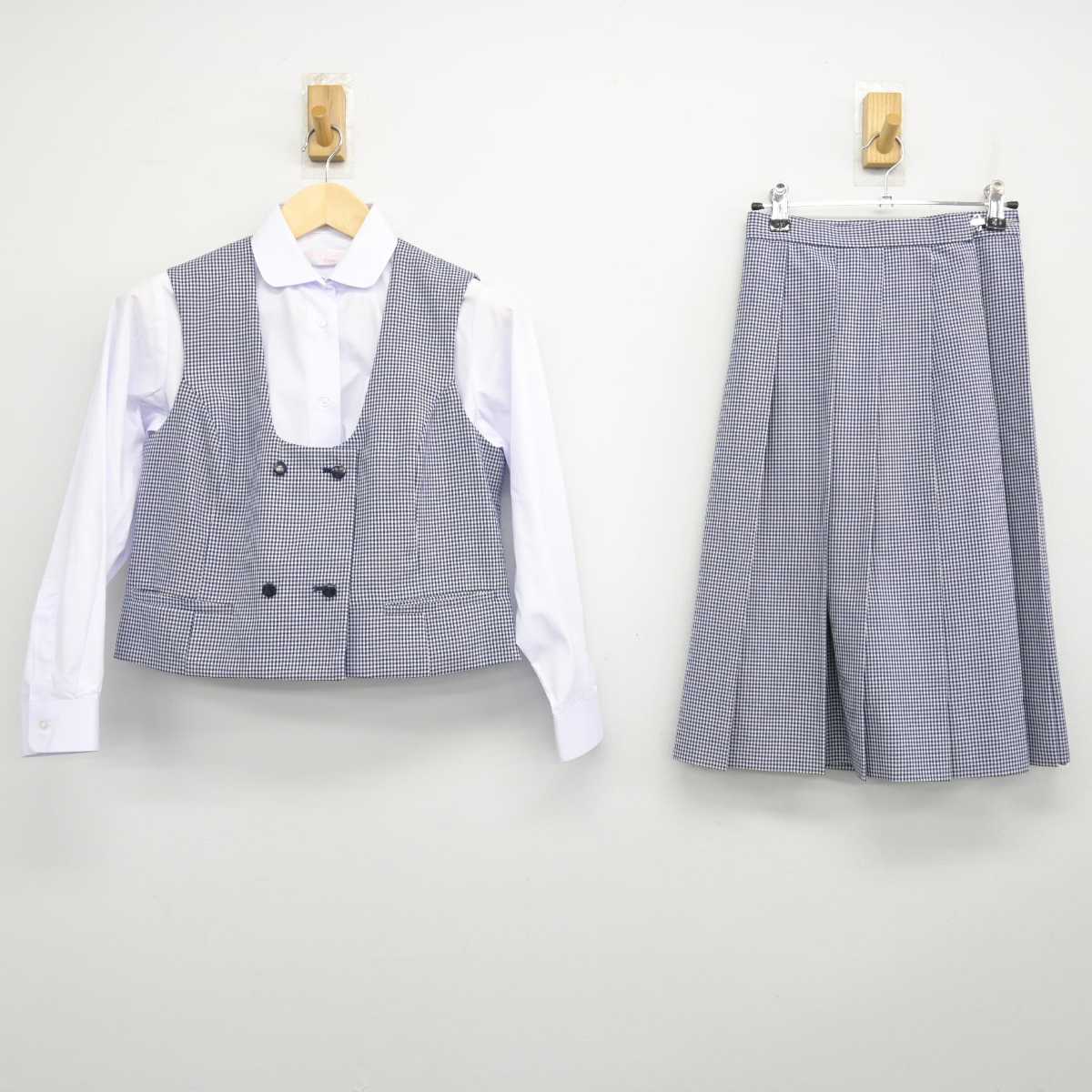 【中古】佐賀県 佐賀清和中学校 女子制服 3点 (シャツ・ベスト・スカート) sf052959