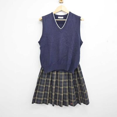 【中古】滋賀県 滋賀学園中学・高等学校 女子制服 2点 (ニットベスト・スカート) sf053007