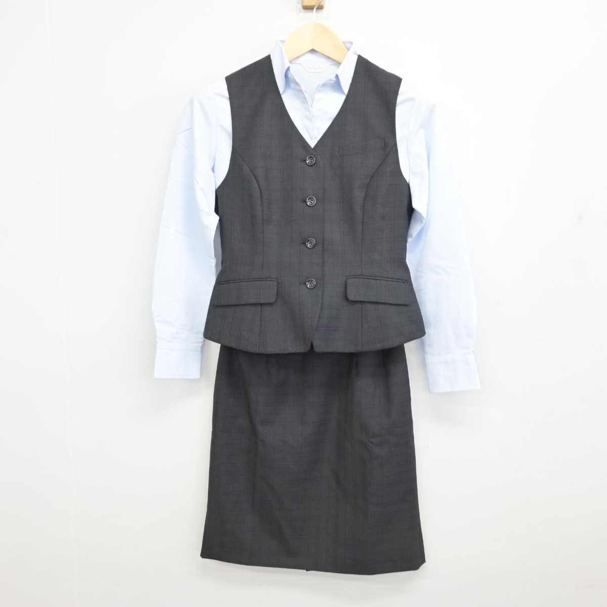 【中古】 事務服 女子制服 3点 (シャツ・ベスト・スカート) sf053032