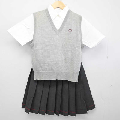 【中古】東京都 桜美林高等学校 女子制服 3点 (ニットベスト・シャツ・スカート) sf053040