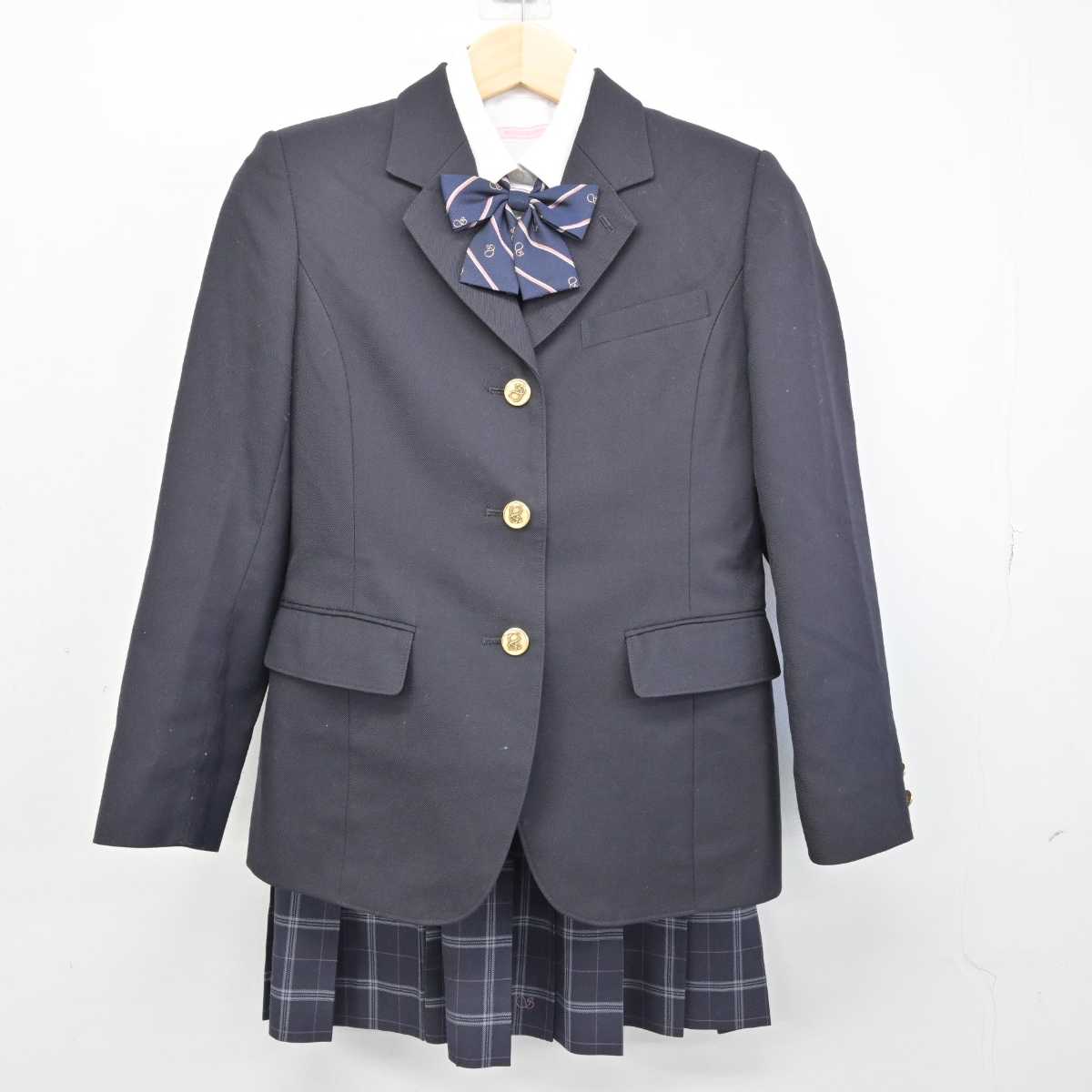 【中古】東京都 墨田川高等学校 女子制服 5点 (ブレザー・ニット・シャツ・スカート) sf053048