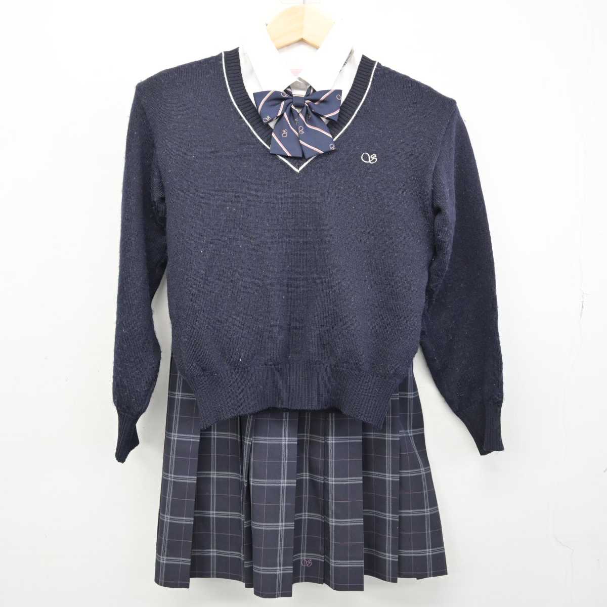 【中古】東京都 墨田川高等学校 女子制服 5点 (ブレザー・ニット・シャツ・スカート) sf053048