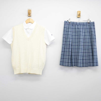 【中古】東京都 玉川聖学院中等部・高等部 女子制服 3点 (ニットベスト・シャツ・スカート) sf053055