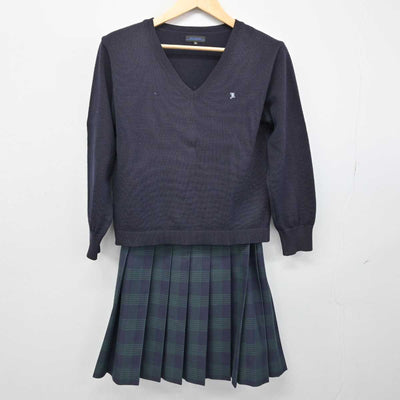 【中古】福岡県 筑水高等学校 女子制服 4点 (ブレザー・ニット・スカート) sf053066