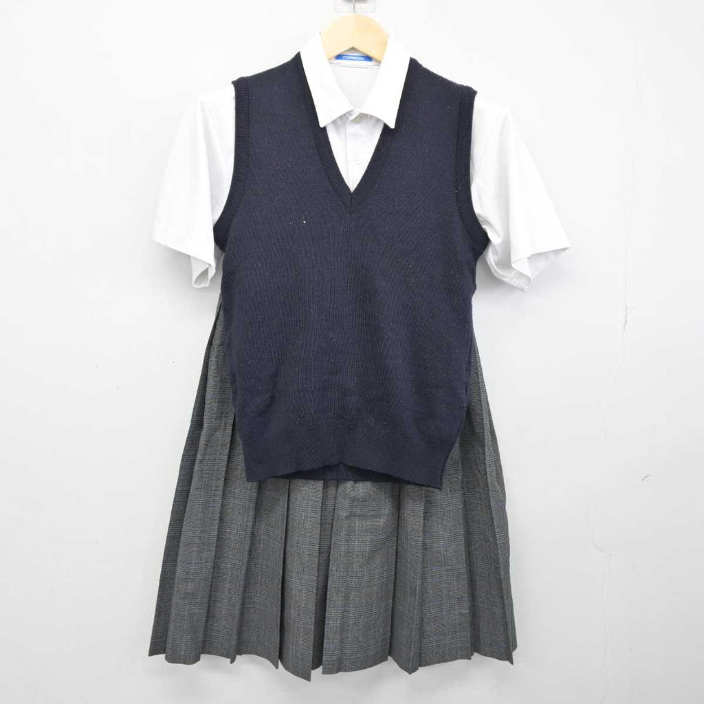 中古】福岡県 北九州市内中学校標準服 女子制服 3点 (ニットベスト・シャツ・スカート) sf053136 | 中古制服通販パレイド