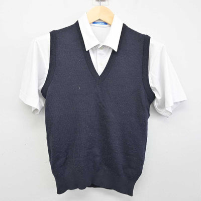 【中古】福岡県 北九州市内中学校標準服 女子制服 3点 (ニットベスト・シャツ・スカート) sf053136