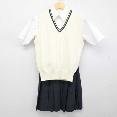 【中古】 星槎国際高等学校 女子制服 3点 (ニットベスト・シャツ・スカート) sf053151