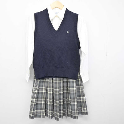 【中古】埼玉県 本庄東高等学校 女子制服 3点 (ニットベスト・シャツ・スカート) sf053187