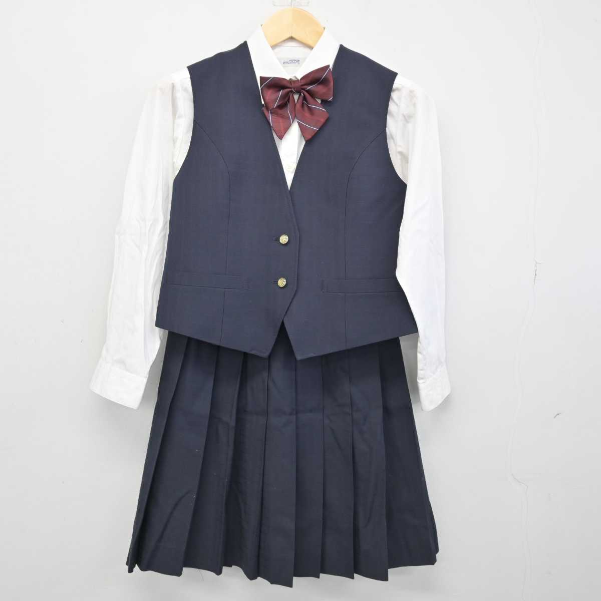 【中古】東京都 東亜学園高等学校 女子制服 5点 (ブレザー・ベスト・シャツ・スカート) sf053203