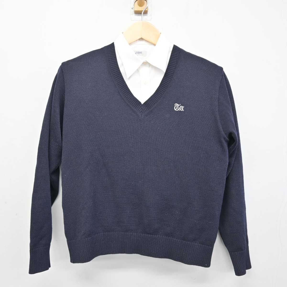 【中古】東京都 東亜学園高等学校 女子制服 2点 (ニット・シャツ) sf053204