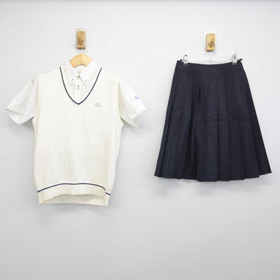 【中古】東京都 東亜学園高等学校 女子制服 3点 (ニットベスト・シャツ・スカート) sf053206