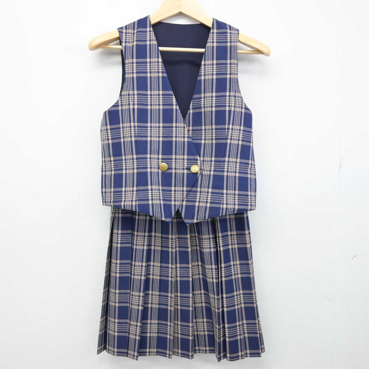 【中古】埼玉県 山村学園高等学校 女子制服 2点 (ベスト・スカート) sf053212