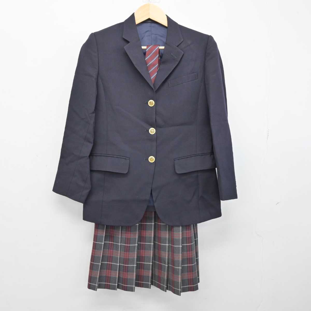 【中古】神奈川県 横浜商科大学高等学校 女子制服 4点 (ブレザー・ニット・スカート) sf053259