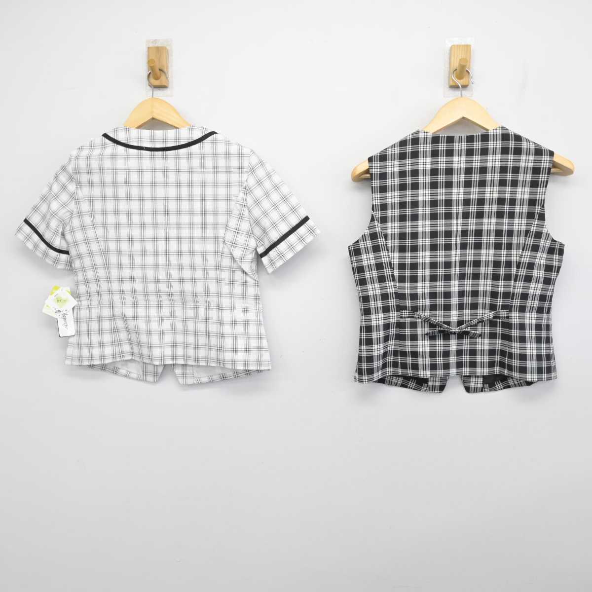 【中古】 事務服 女子制服 2点 (ブラウス・ベスト) sf053293