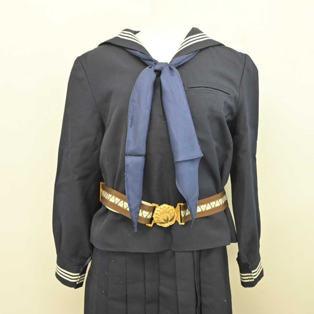 【中古】東京都 お茶の水女子大学附属中学校 女子制服 3点 (セーラー服・スカート) sf053299