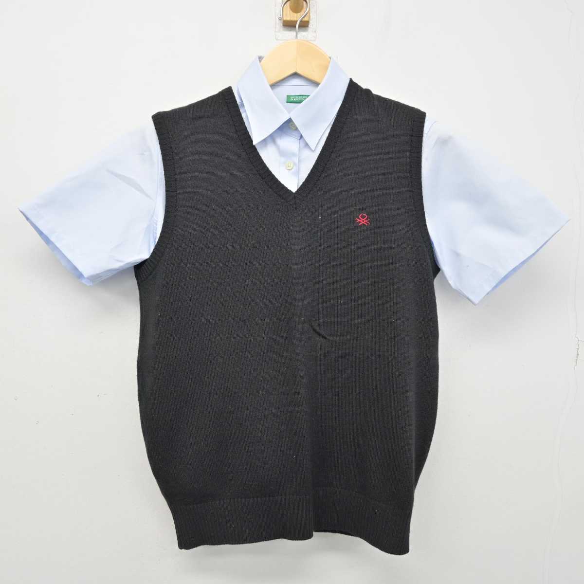 【中古】大阪府 四條畷学園高等学校 女子制服 2点 (ニットベスト・シャツ) sf053310