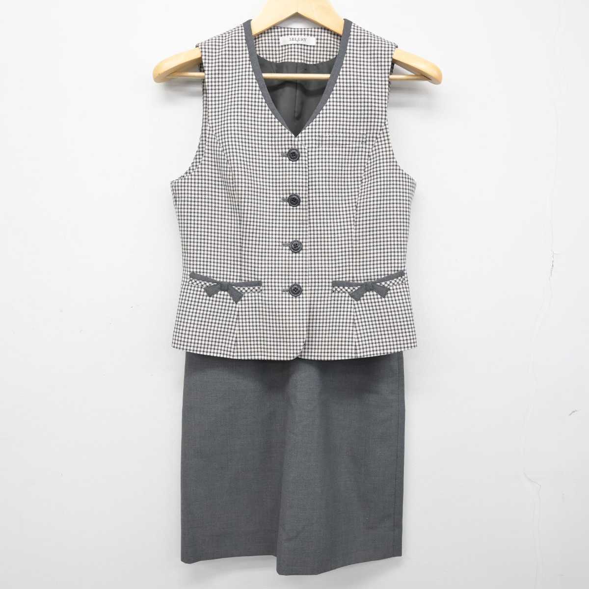 【中古】 事務服 女子制服 2点 (ベスト・スカート) sf053315