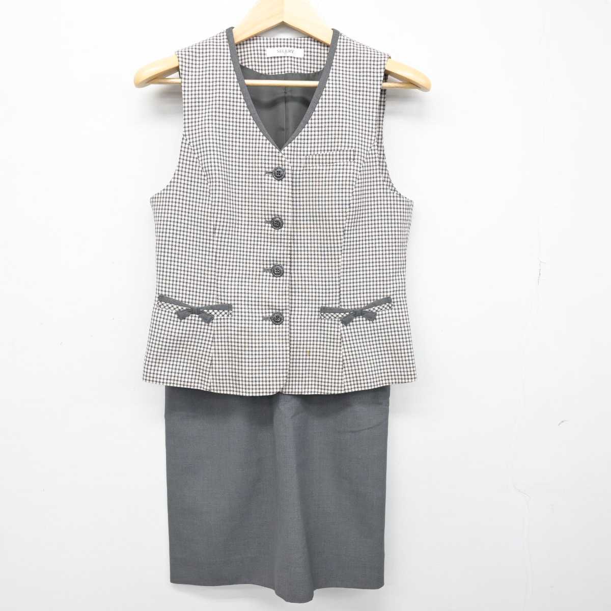 【中古】 事務服 女子制服 2点 (ベスト・スカート) sf053321