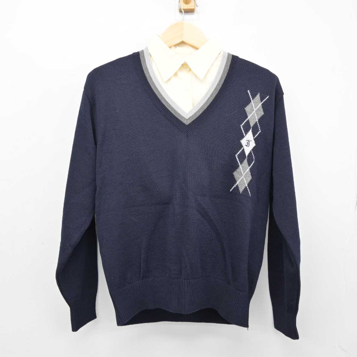 【中古】愛媛県 伊予高等学校 女子制服 2点 (ニット・シャツ) sf053333