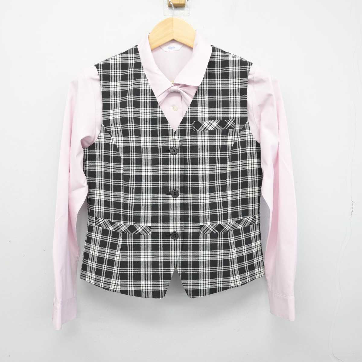 【中古】 事務服 女子制服 3点 (ベスト・シャツ) sf053384