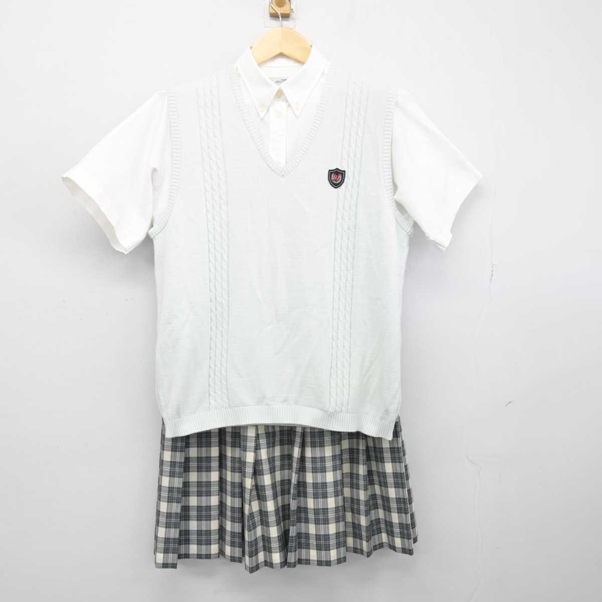 【中古】東京都 日本大学豊山女子中学校・高等学校 女子制服 4点 (ニットベスト・シャツ・スカート) sf053428