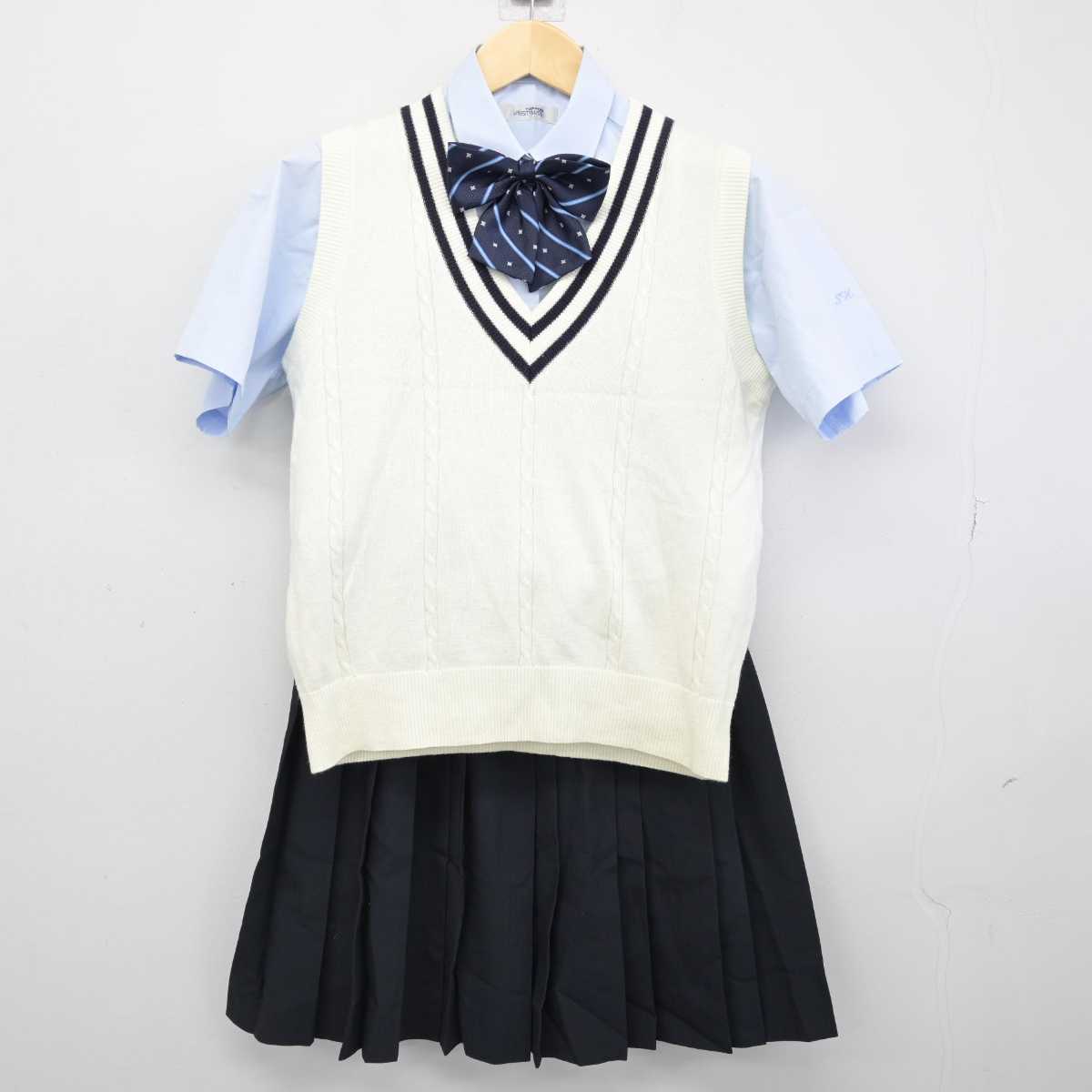 【中古】大阪府 吹田東高等学校 女子制服 4点 (ニットベスト・シャツ・スカート) sf053472