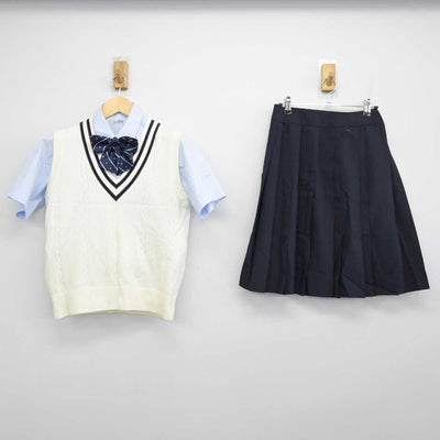 【中古】大阪府 吹田東高等学校 女子制服 4点 (ニットベスト・シャツ・スカート) sf053472