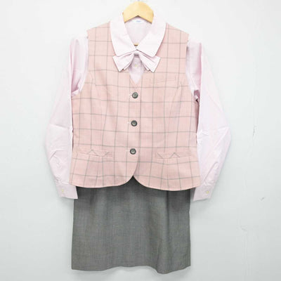 【中古】 事務服 女子制服 3点 (ベスト・シャツ・スカート) sf053476