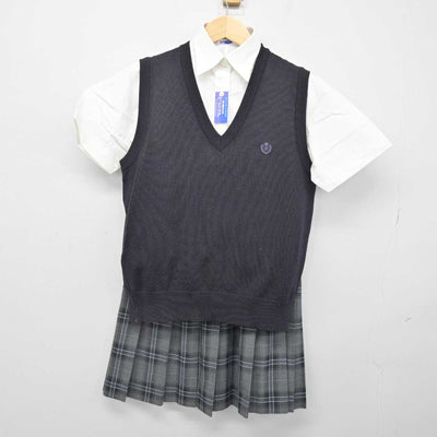 【中古】千葉県 日本大学習志野高等学校 女子制服 3点 (ニットベスト・シャツ・スカート) sf053498