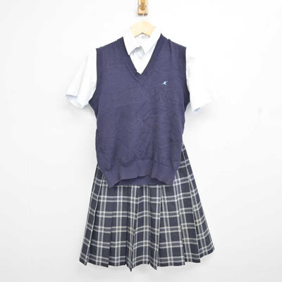 【中古】北海道 札幌清田高等学校 女子制服 3点 (シャツ・ニットベスト・スカート) sf053556