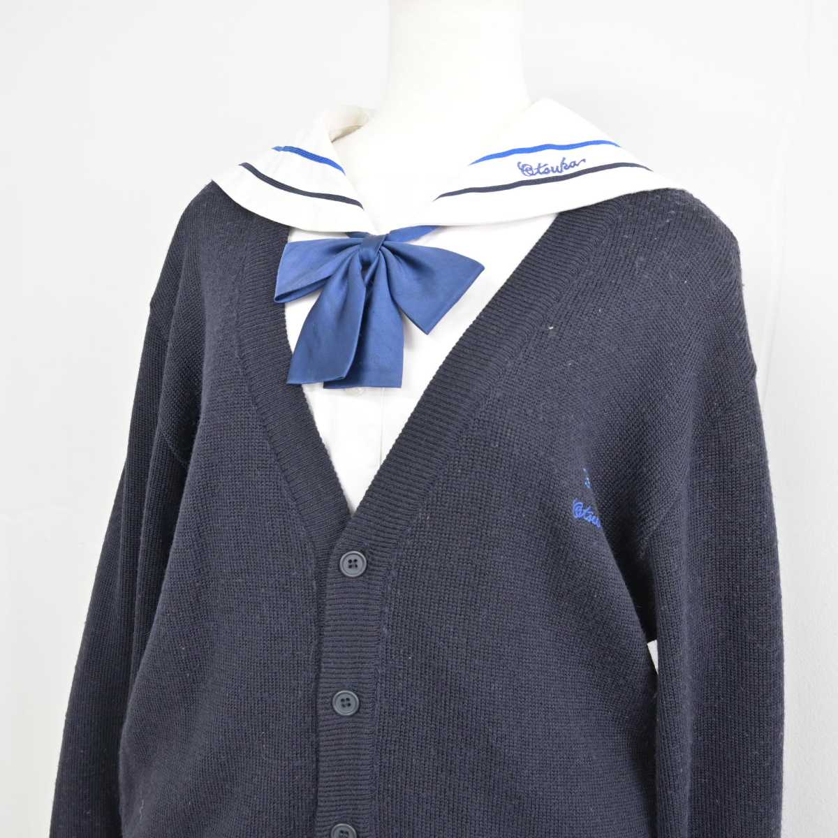 【中古】大阪府 大塚高等学校 女子制服 6点 (ブレザー・セーラー服・ニット・スカート) sf053579