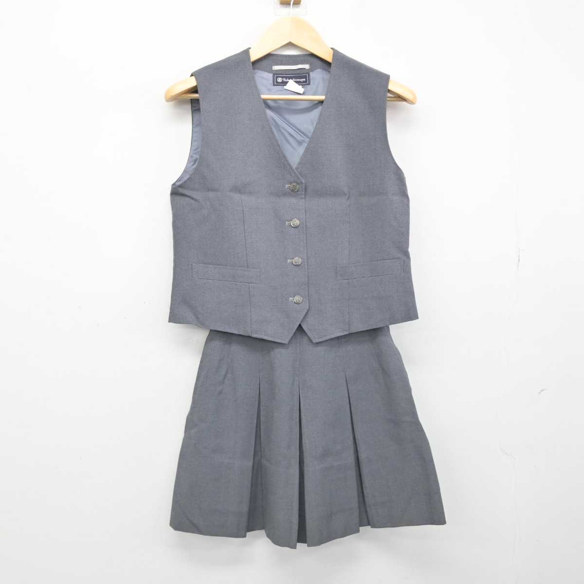 【中古】神奈川県 岸根高等学校 女子制服 4点 (ブレザー・ベスト・スカート) sf053601