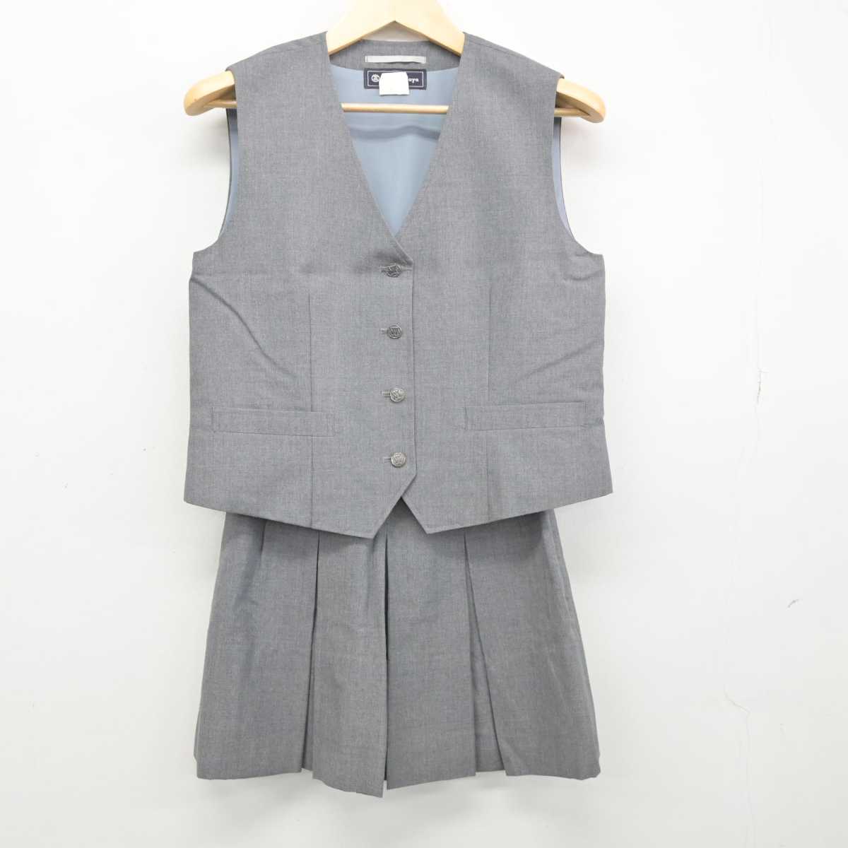 【中古】神奈川県 岸根高等学校 女子制服 2点 (ベスト・スカート) sf053602