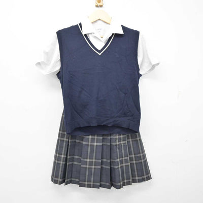 【中古】栃木県 矢板中央高等学校 女子制服 3点 (ニットベスト・シャツ・スカート) sf053630