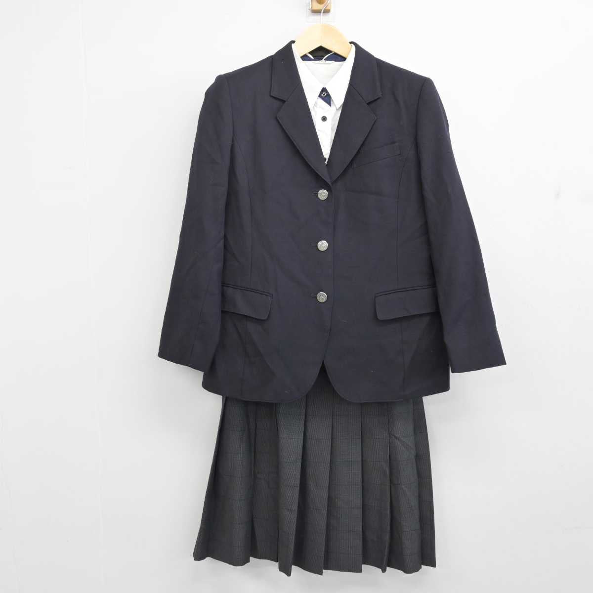 【中古】滋賀県 堅田高等学校 女子制服 3点 (ブレザー・シャツ・スカート) sf053682