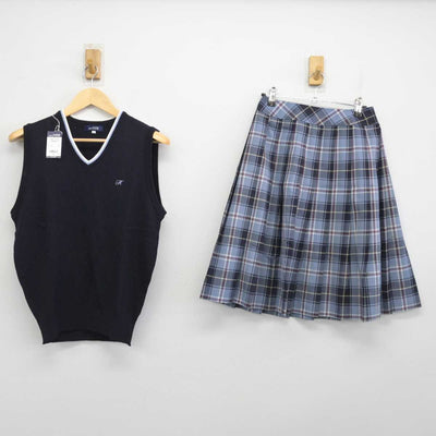 【中古】京都府 亀岡高等学校 女子制服 4点 (ニットベスト・スカート) sf053692