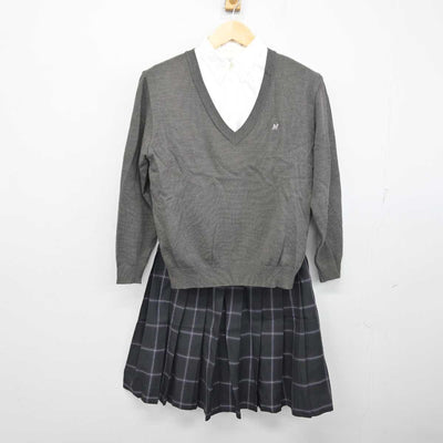 【中古】東京都 日本大学豊山女子高等学校 女子制服 3点 (シャツ・ニット・スカート) sf053769